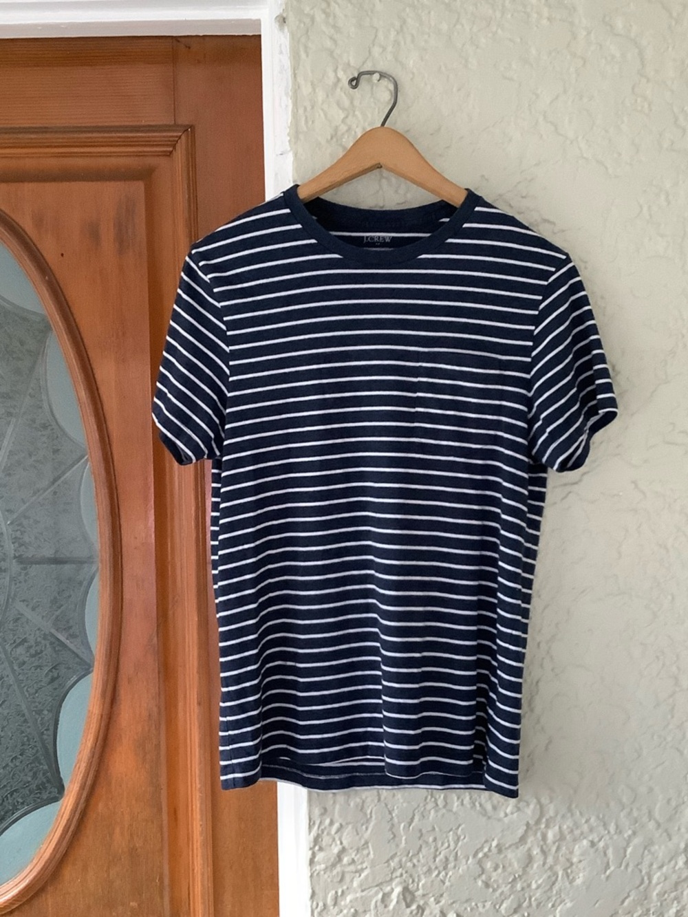 J. Crew Navy & White Striped Crewneck Tee